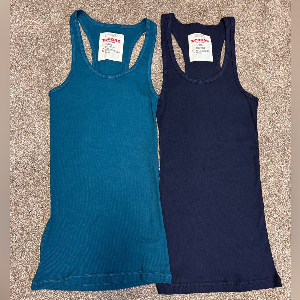 Zenana Outfitters Women’s Ribbed Racerback Tank Tops – Teal & Navy